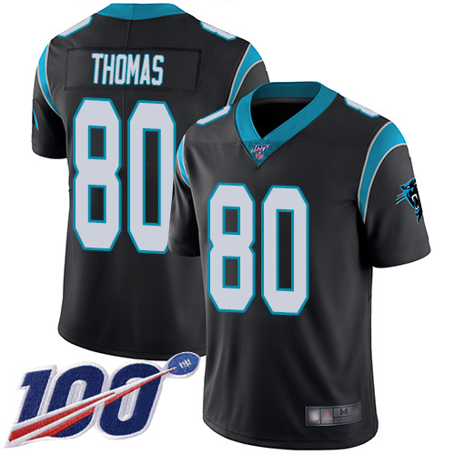 Carolina Panthers Limited Black Youth Ian Thomas Home Jersey NFL Football #80 100th Season Vapor Untouchable->carolina panthers->NFL Jersey